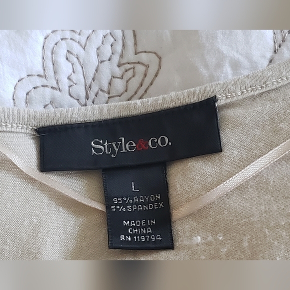 Style and Co embellished t-shirt tunic top sz L - Picture 4 of 10